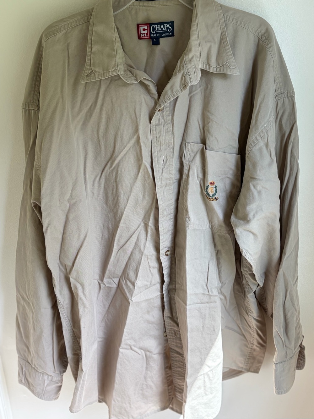 Chaps Ralph Lauren Men’s Khaki Button-Front Shirt Jacket
